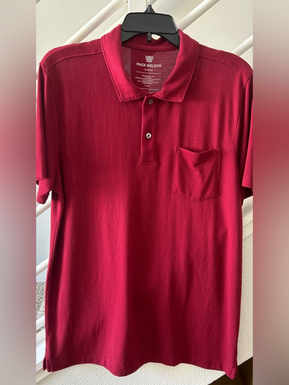 Mack Weldon Vesper Polo Shirt | Men's XL Burgundy Micro-Mesh Breathable Luxury